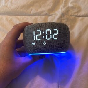 Gray Portable Alarm Clock with Sleep Sounds and Lights